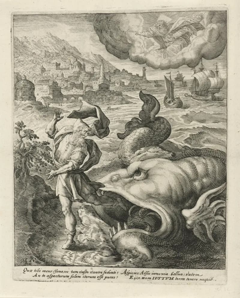 Geschiedenis van Jona by Crispijn van de Passe depicting Jonah 2