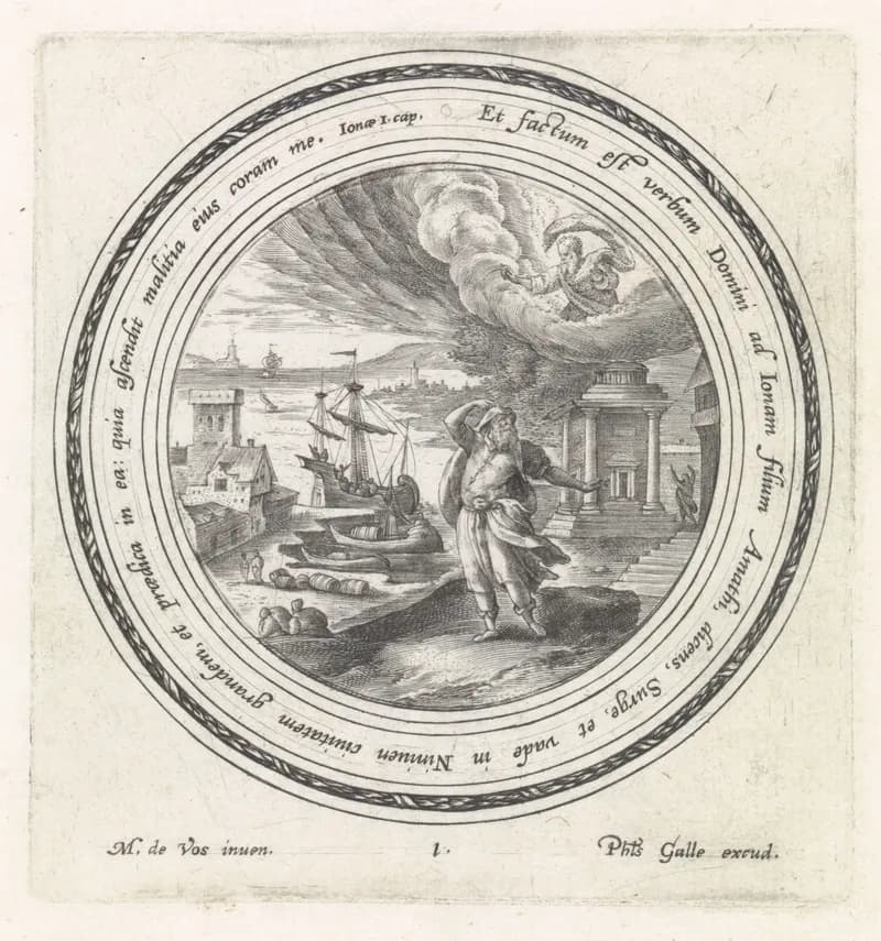Geschiedenis van Jona by Crispijn van de Passe depicting Jonah 2