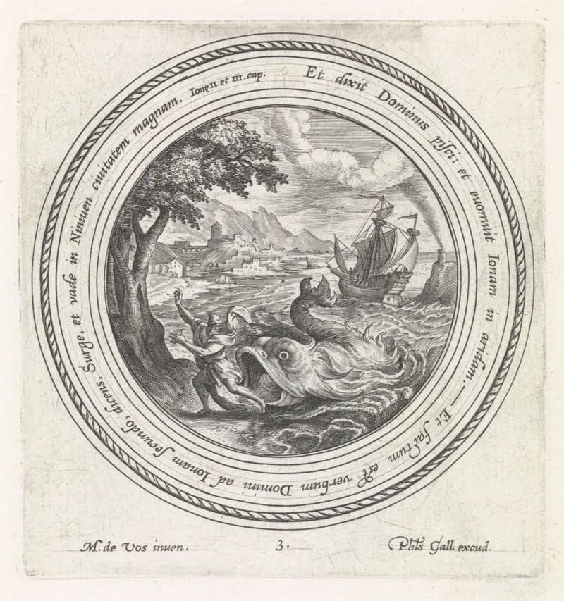 Geschiedenis van Jona by Crispijn van de Passe depicting Jonah 2
