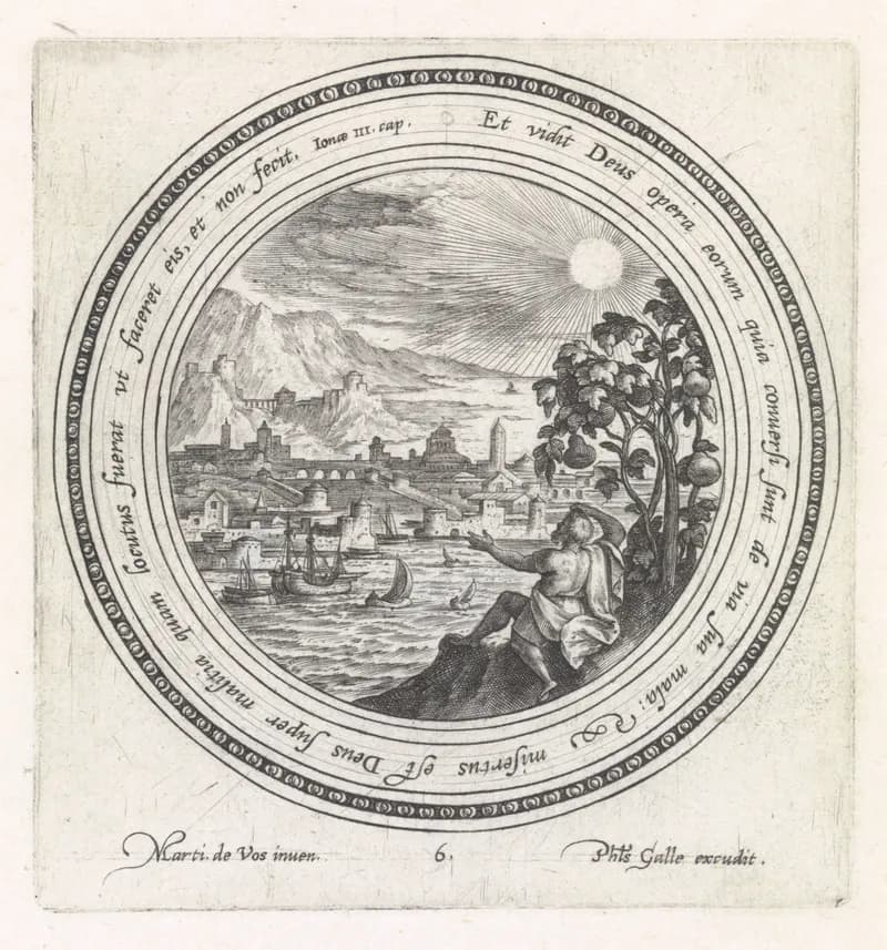 Geschiedenis van Jona by Crispijn van de Passe depicting Jonah 2