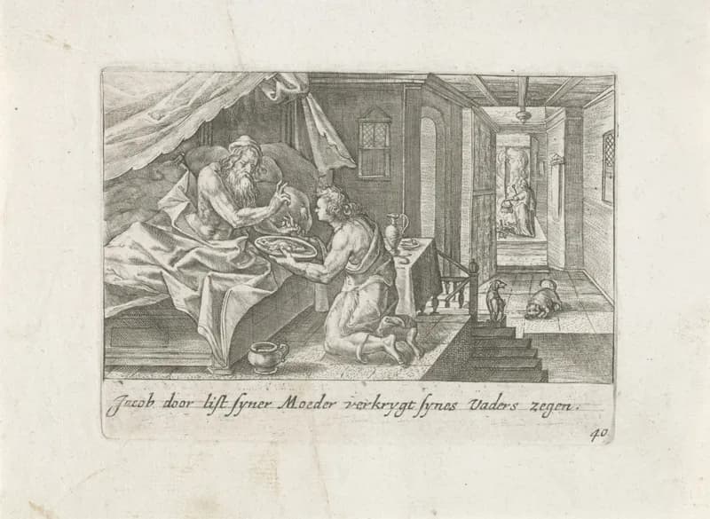 Isaak zegent Jakob by Crispijn van de Passe depicting Genesis 27