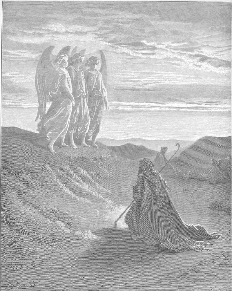 Abraham and the Three Angels by Gustave Doré depicting Genesis 18:1