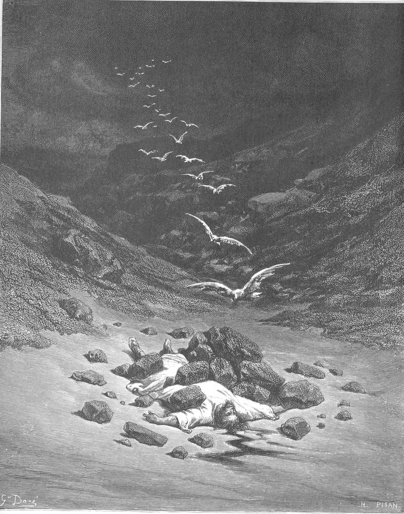 Achan Is Stoned to Death by Gustave Doré depicting Joshua 7:22