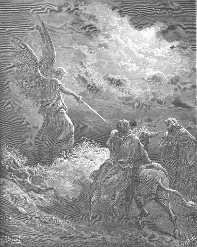 An Angel Appears to Balaam by Gustave Doré depicting Numbers 22:22