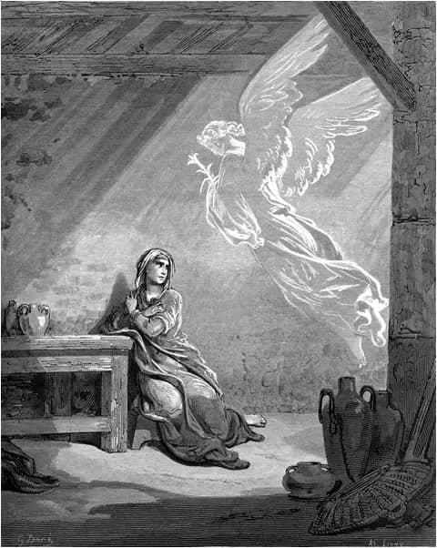 The Annunciation by Gustave Doré depicting Luke 1:26