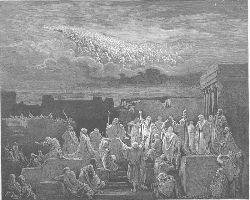 The Army Appears in the Heavens by Gustave Doré depicting 2 Maccabees 5:2