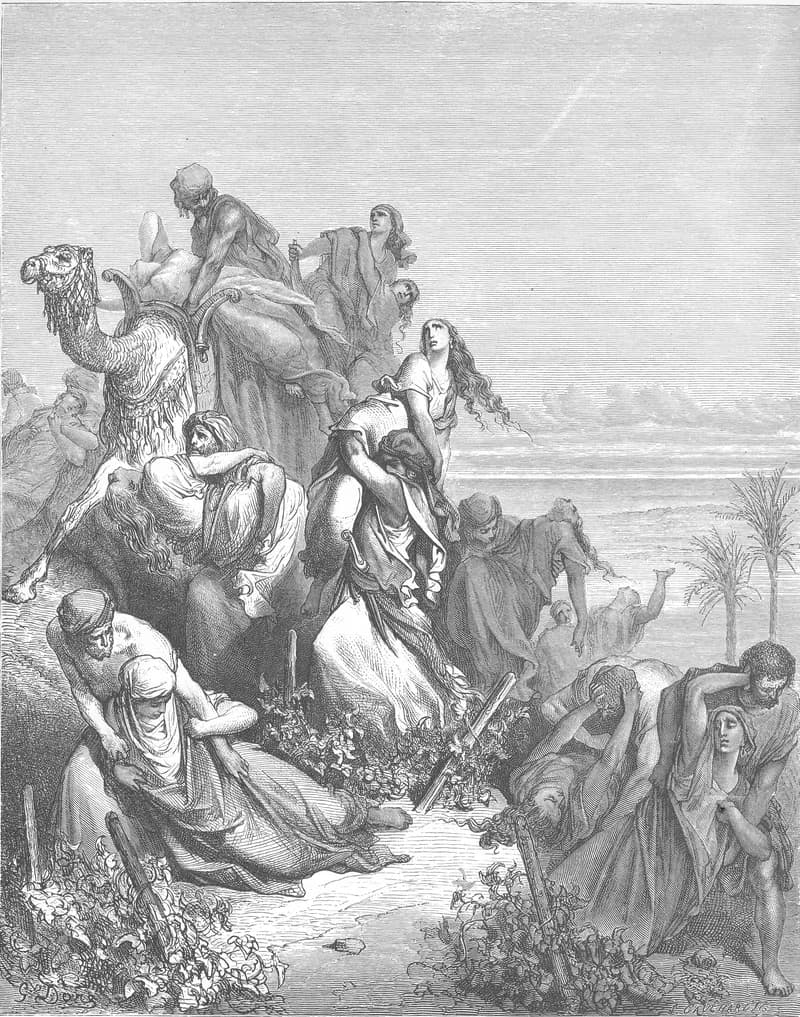 The Benjaminites Take the Virgins of Jabesh-gilead by Gustave Doré depicting Judges 21:16