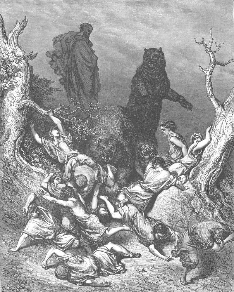 Some Children Are Destroyed by Bears by Gustave Doré depicting 2 Kings 2:23