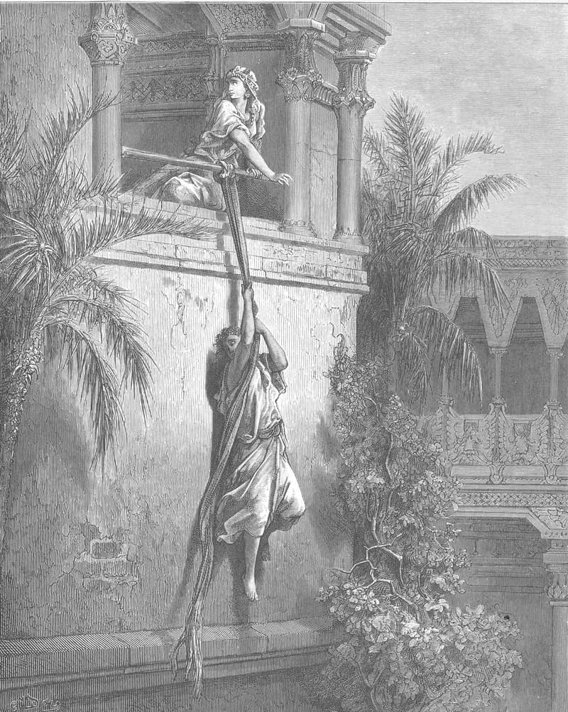 David Escapes through a Window by Gustave Doré depicting 1 Samuel 19:11