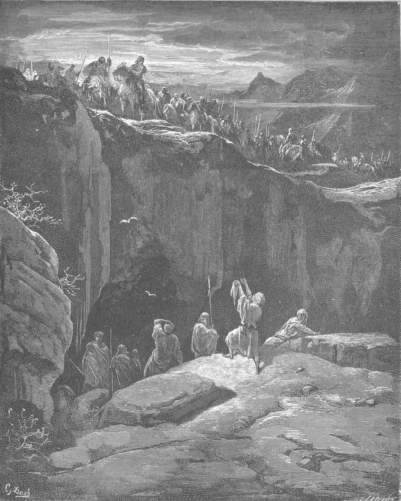 David Shows Saul How He Spared His Life by Gustave Doré depicting 1 Samuel 24:8