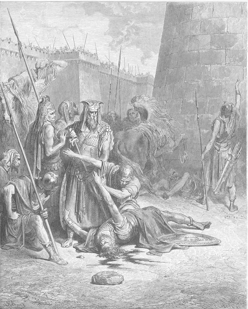 The Death of Abimelech by Gustave Doré depicting Judges 9:50
