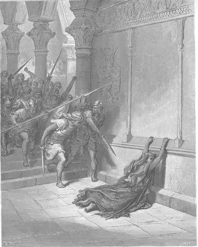 The Death of Athaliah by Gustave Doré depicting 2 Kings 11:13