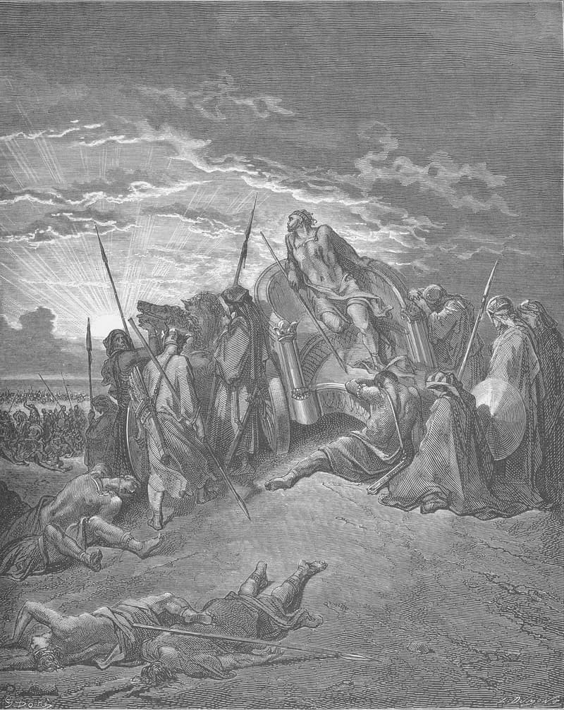 The Death of Ahab by Gustave Doré depicting 1 Kings 22:34