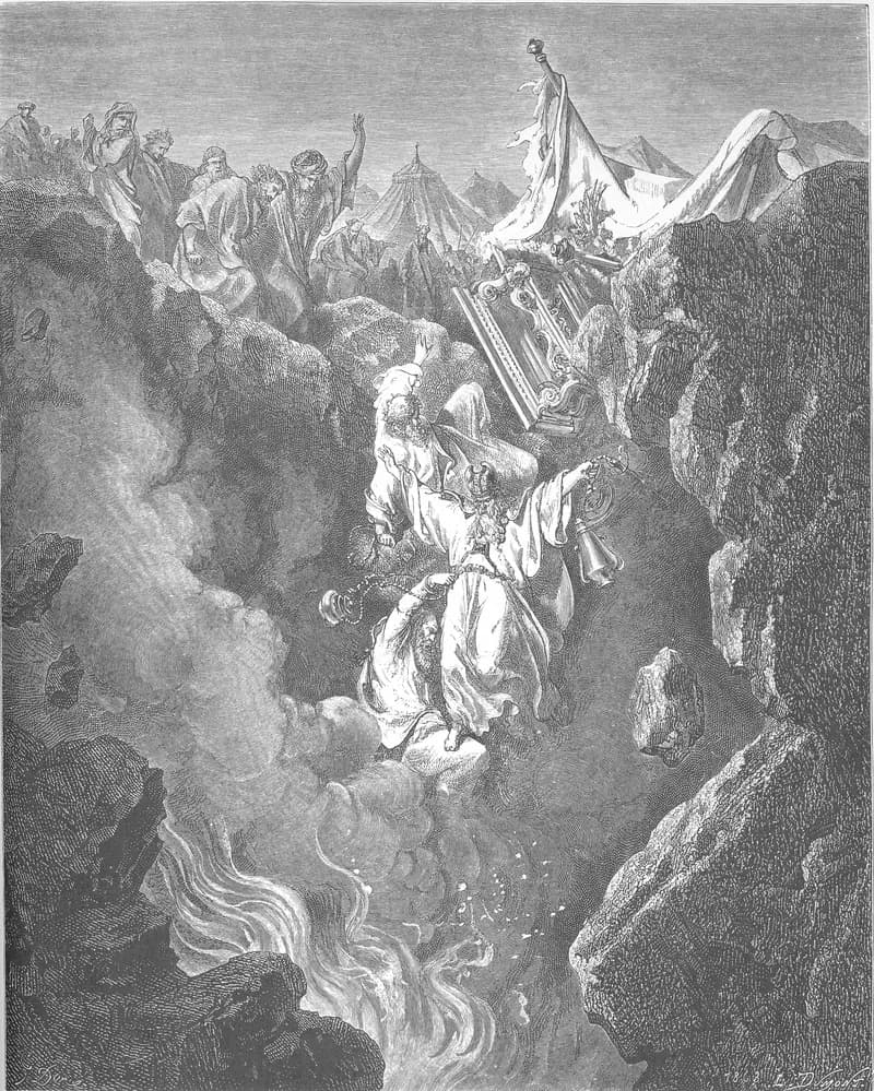 The Death of Korah, Dathan, and Abiram by Gustave Doré depicting Numbers 16:23