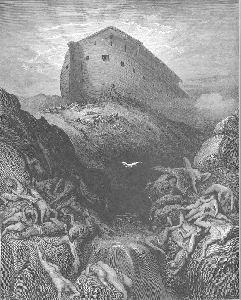 A Dove Is Sent Forth from the Ark by Gustave Doré depicting Genesis 8:8