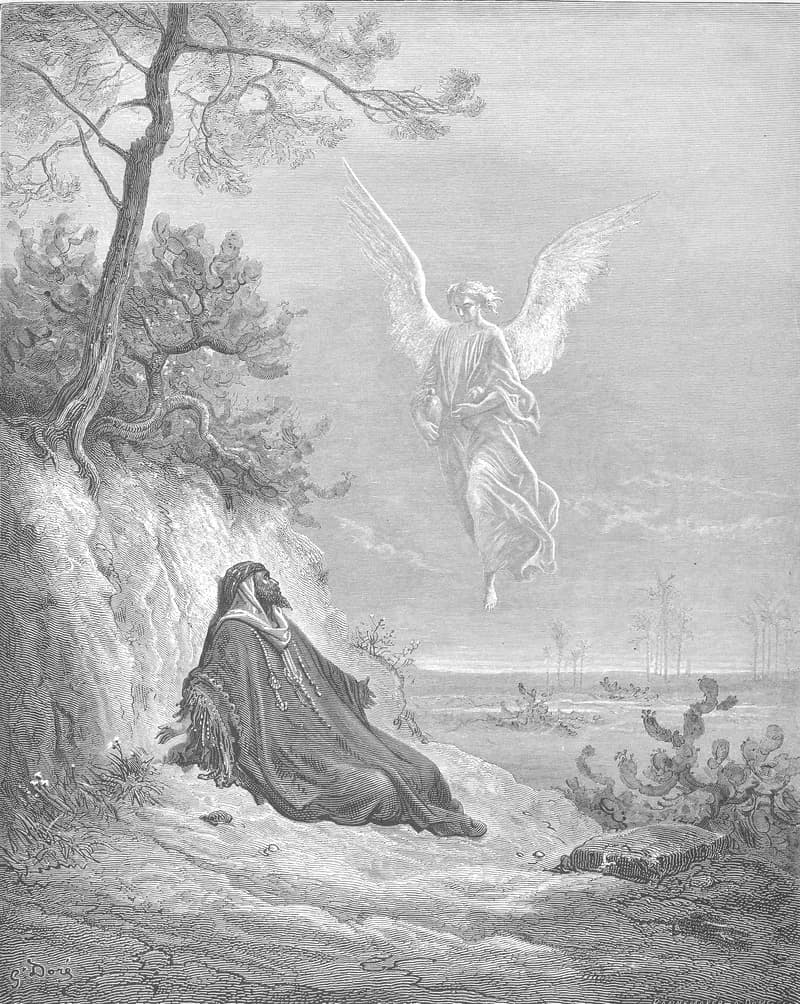 Elijah Is Nourished by an Angel by Gustave Doré depicting 1 Kings 19:5