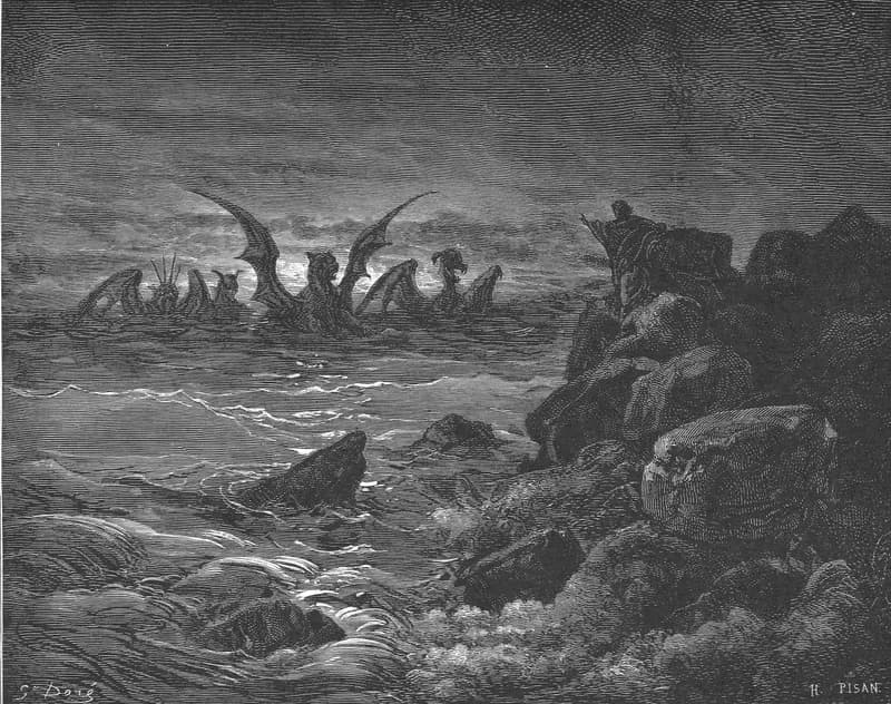 Daniel's Vision of the Four Beasts by Gustave Doré depicting Daniel 7:1
