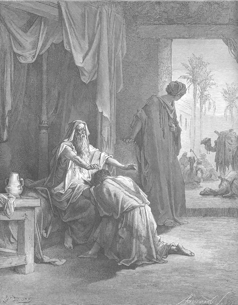Isaac Blesses Jacob by Gustave Doré depicting Genesis 27:18