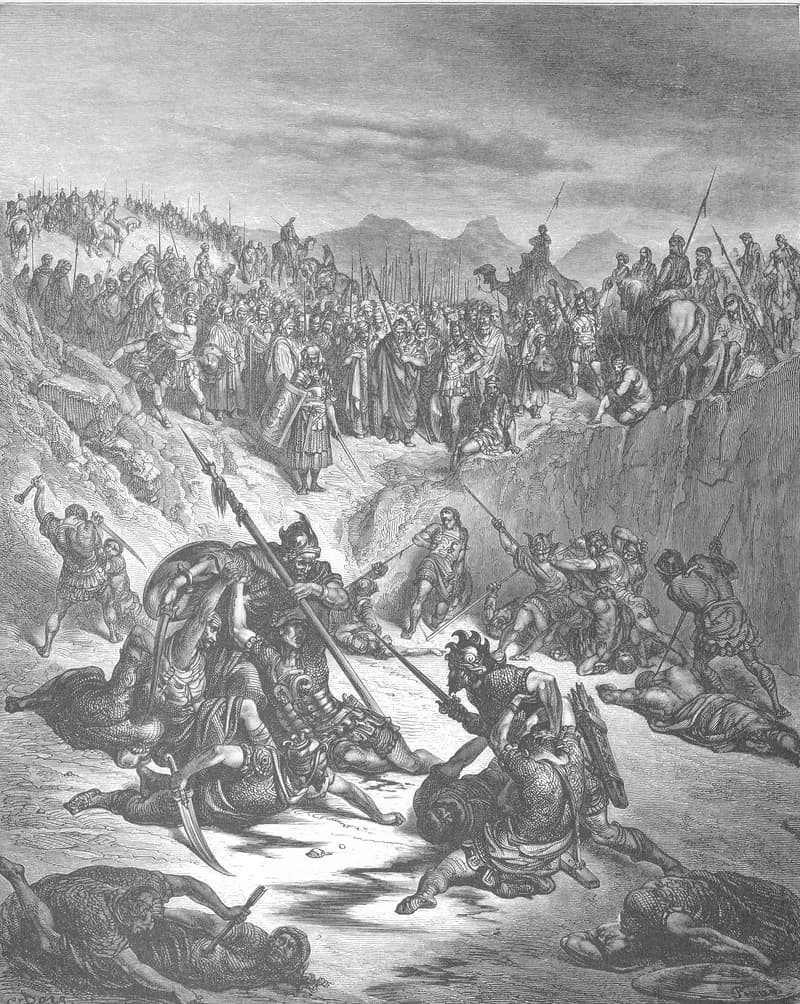Combat between Soldiers of Ish-bosheth and David by Gustave Doré depicting 2 Samuel 2:12