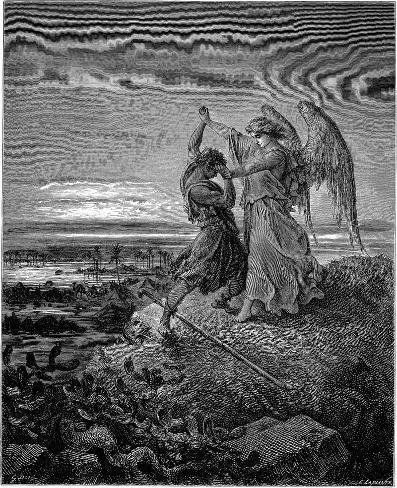 Jacob Wrestles with the Angel by Gustave Doré depicting Genesis 32:24