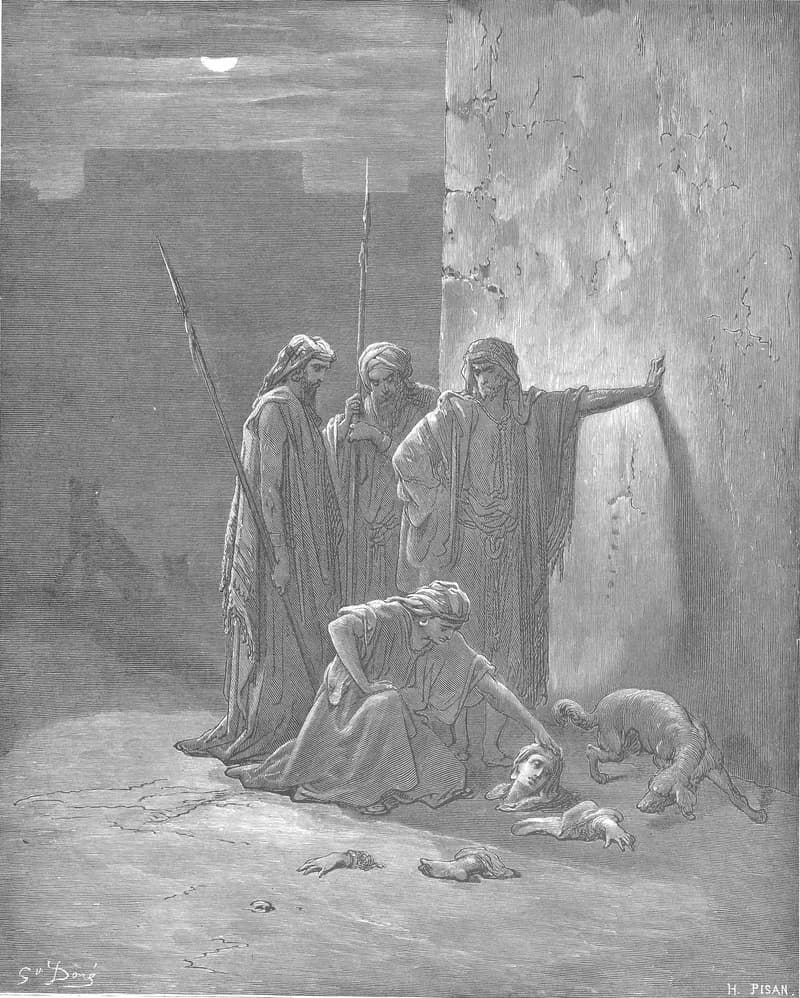 Jehu's Companions Find Jezebel's Remains by Gustave Doré depicting 2 Kings 9:34