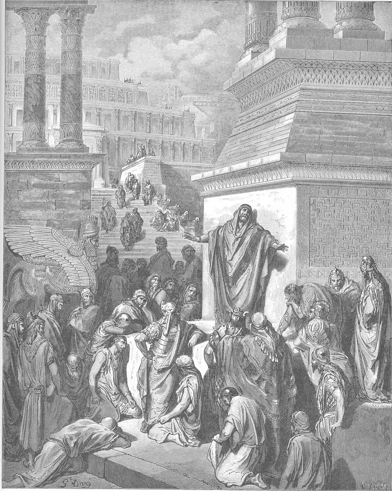 Jonah Preaches to the Ninevites by Gustave Doré depicting Jonah 3:1