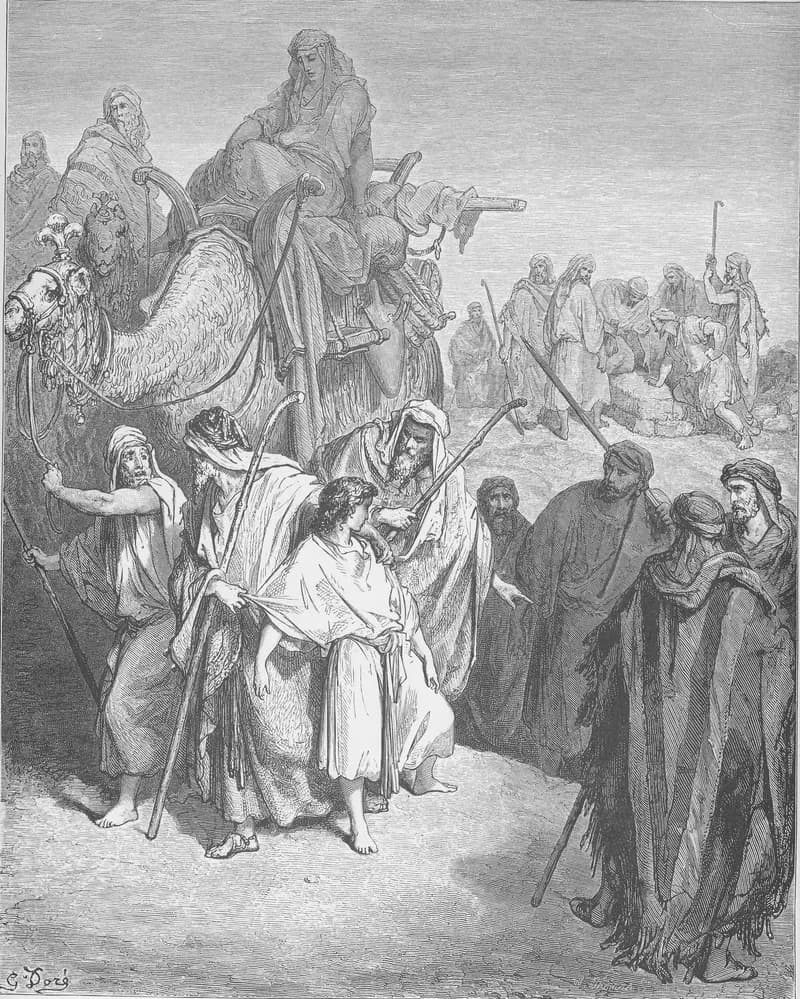 Joseph Is Sold by His Brothers by Gustave Doré depicting Genesis 37:23