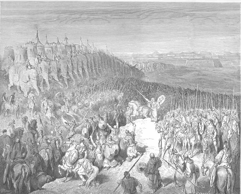 Judas Maccabeus before the Army of Nicanor by Gustave Doré depicting 1 Maccabees 7:39