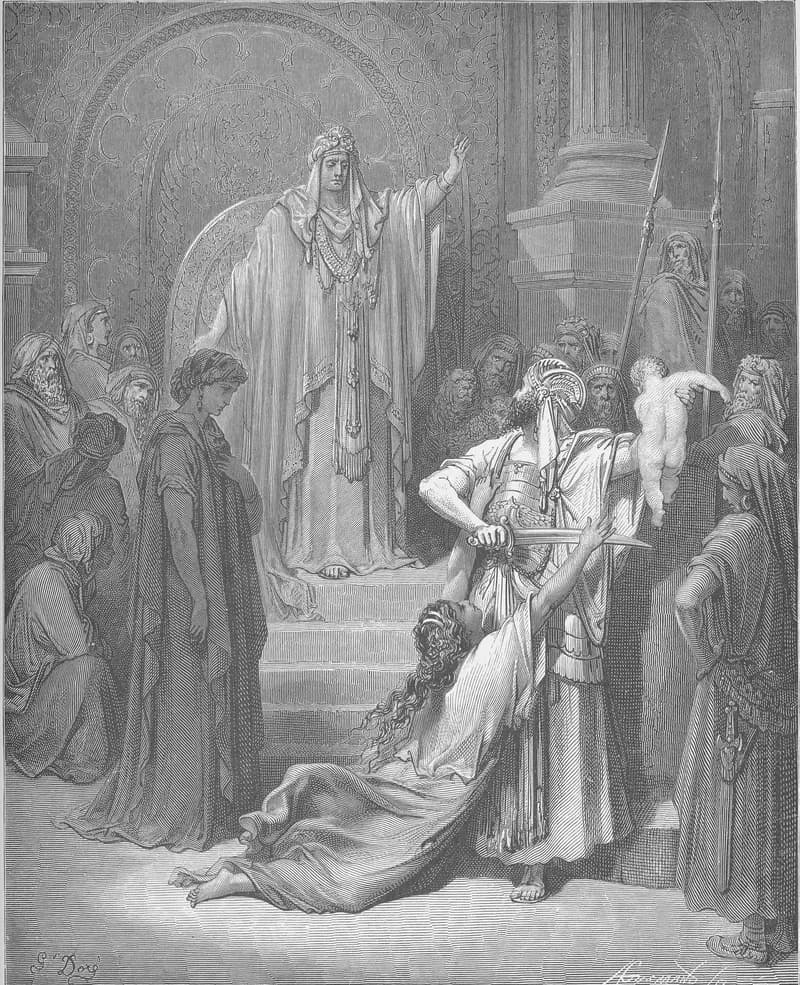 The Judgment of Solomon by Gustave Doré depicting 1 Kings 3:24