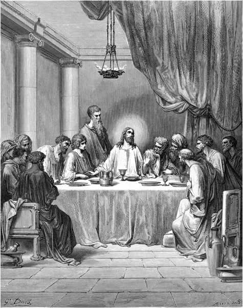 Jesus and the Disciples at the Last Supper by Gustave Doré depicting Luke 22:14