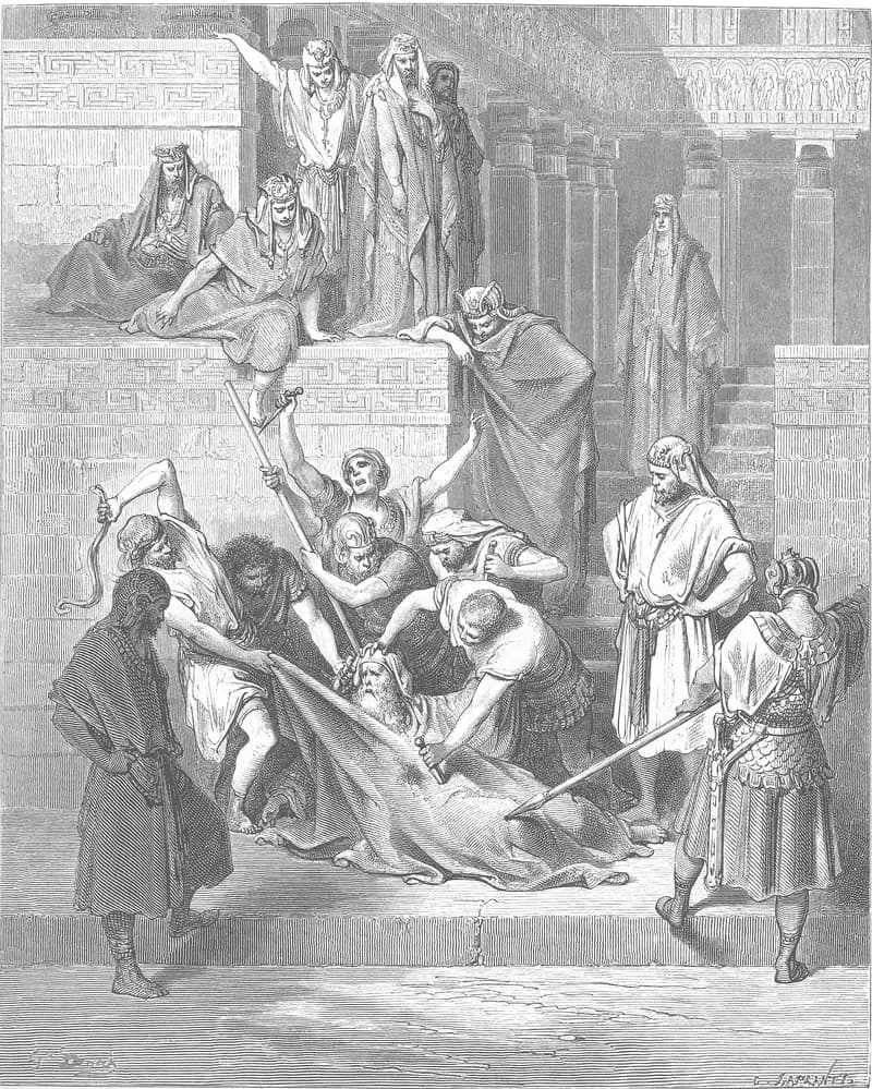 The Martyrdom of Eleazar the Scribe by Gustave Doré depicting 2 Maccabees 6:18