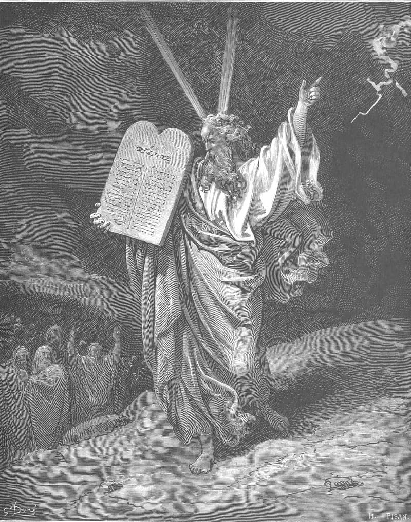Moses Comes Down from Mount Sinai by Gustave Doré depicting Exodus 34:29