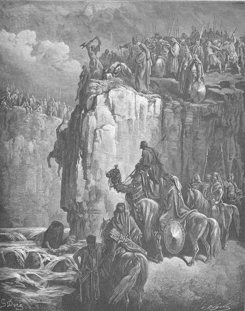The Prophets of Baal Are Slaughtered by Gustave Doré depicting 1 Kings 18:38