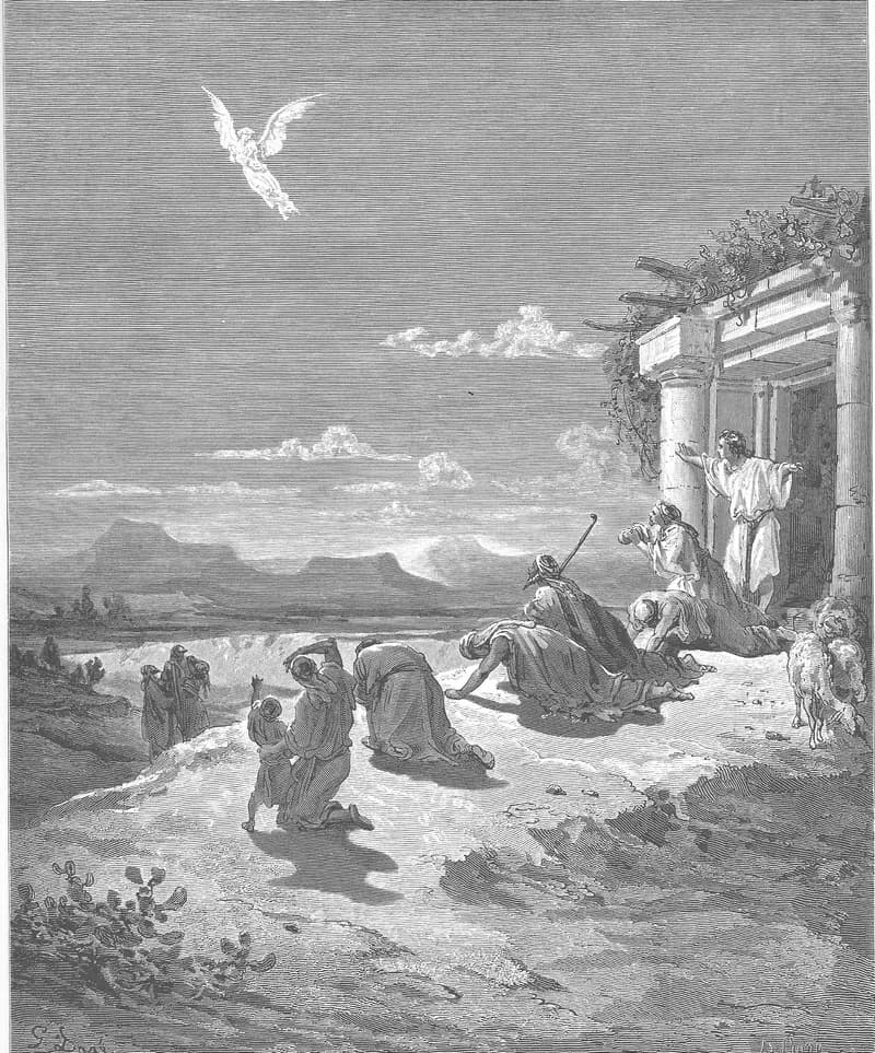 The Angel Raphael and the Family of Tobit by Gustave Doré depicting Tobit 12:11