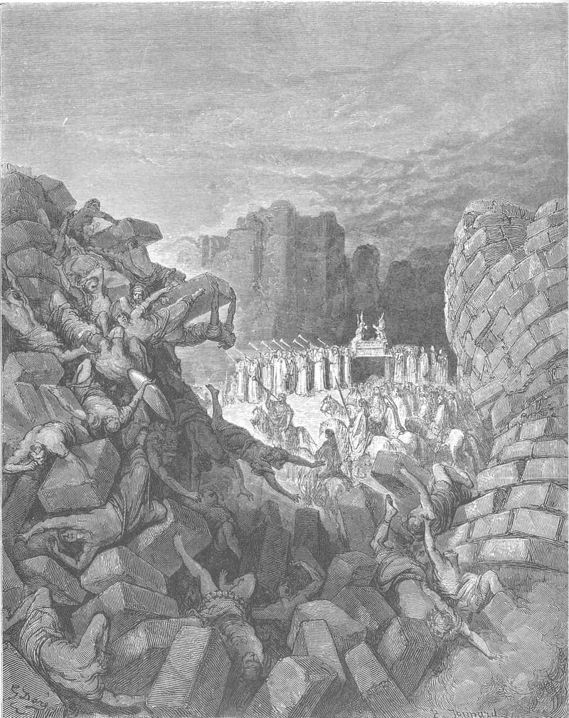 The Walls of Jericho Fall Down by Gustave Doré depicting Joshua 6:20
