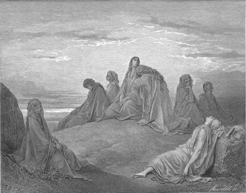 Israelite Women Mourn with Jephthah's Daughter by Gustave Doré depicting Judges 11:37