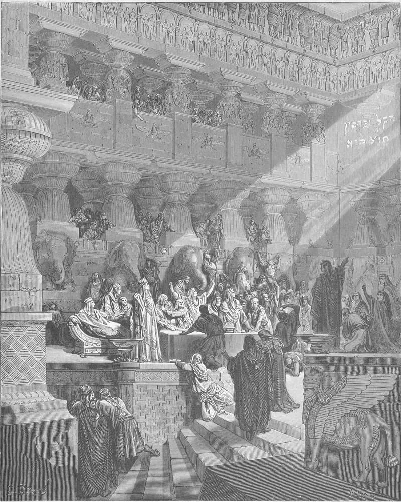 Daniel Interprets the Writing on the Wall by Gustave Doré depicting Daniel 5:17