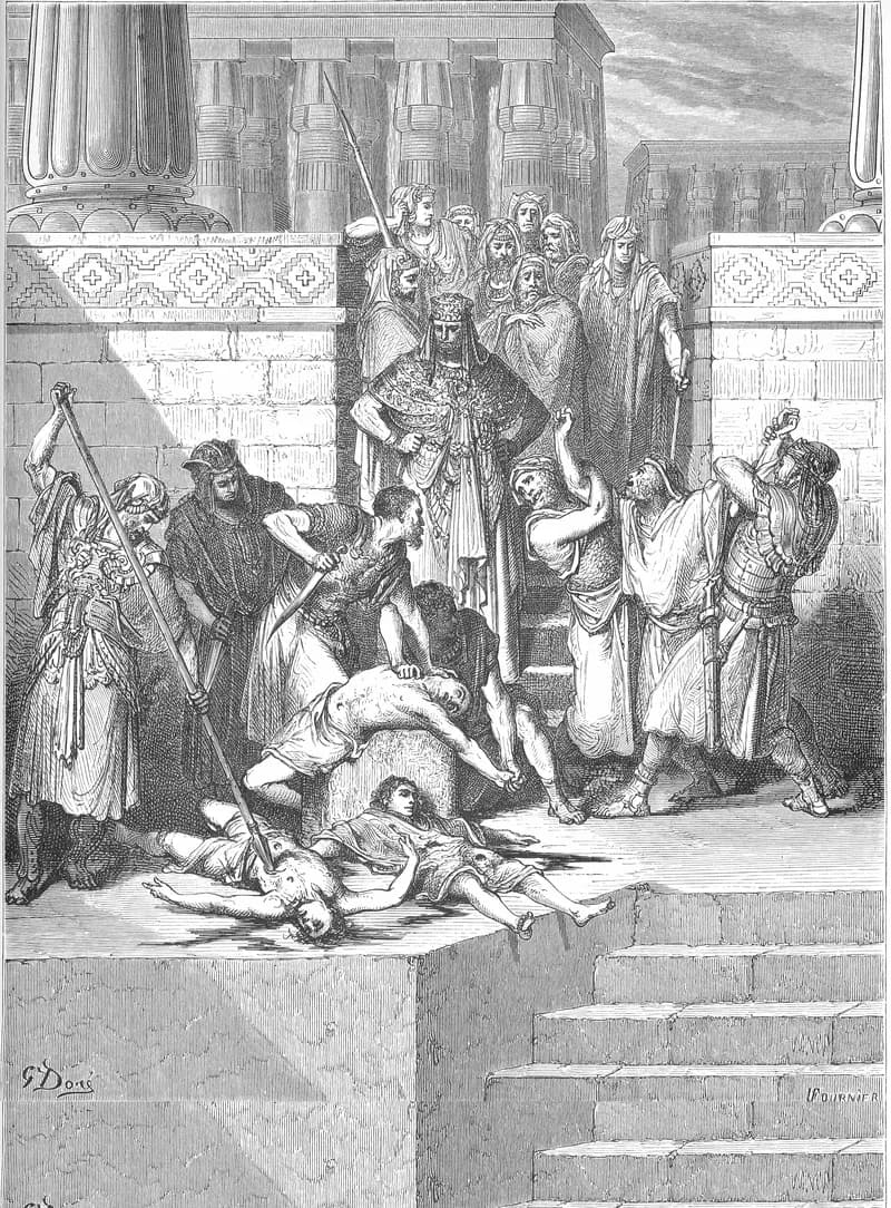 Zedekiah's Sons Are Slaughtered before His Eyes by Gustave Doré depicting 2 Kings 25:6