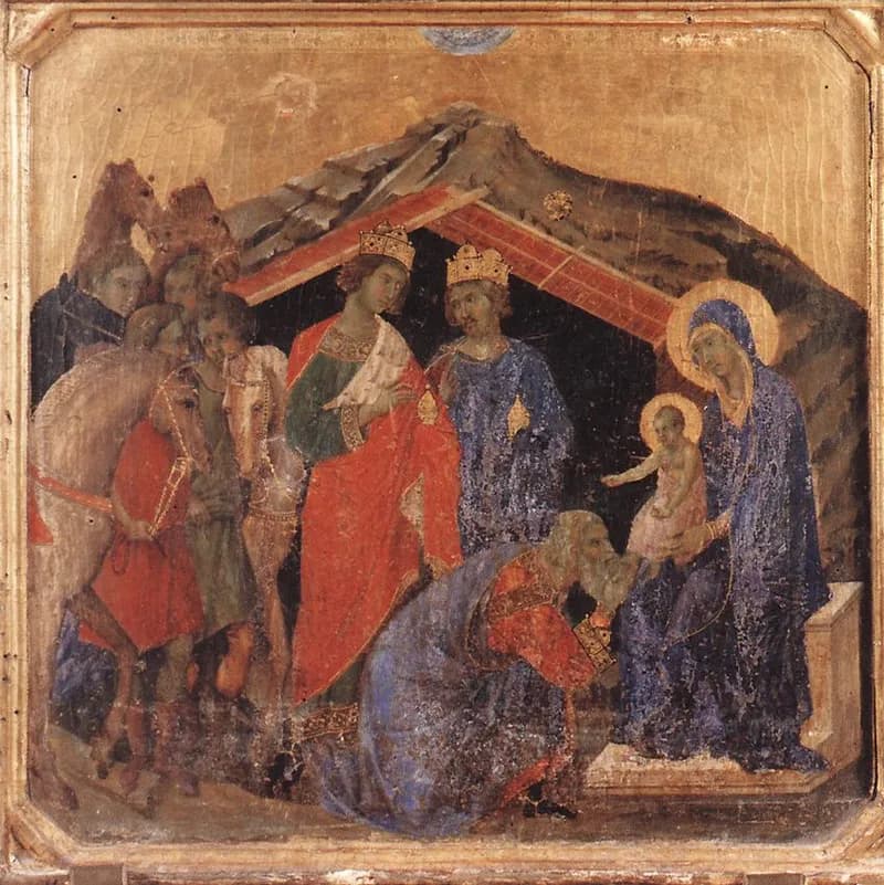 Adoration of the Magi by Duccio di Buoninsegna depicting Matthew 2:1
