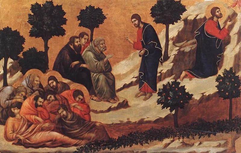 Agony in the Garden by Duccio di Buoninsegna depicting Matthew 26:36