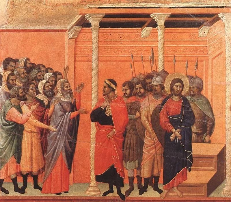 Christ Accused by the Pharisees by Duccio di Buoninsegna depicting John 18:28