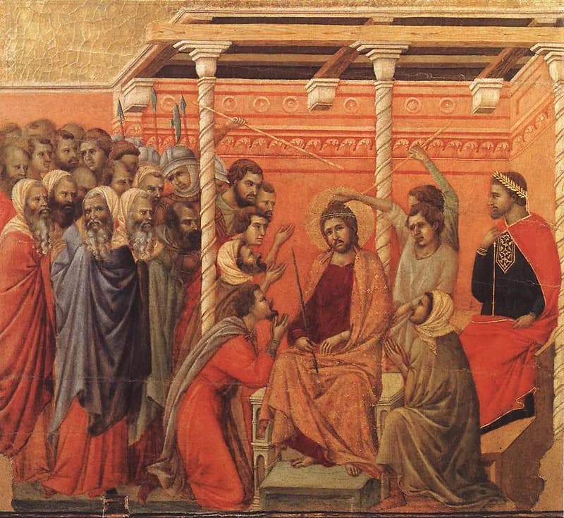 Crown of Thorns by Duccio di Buoninsegna depicting Matthew 27:27