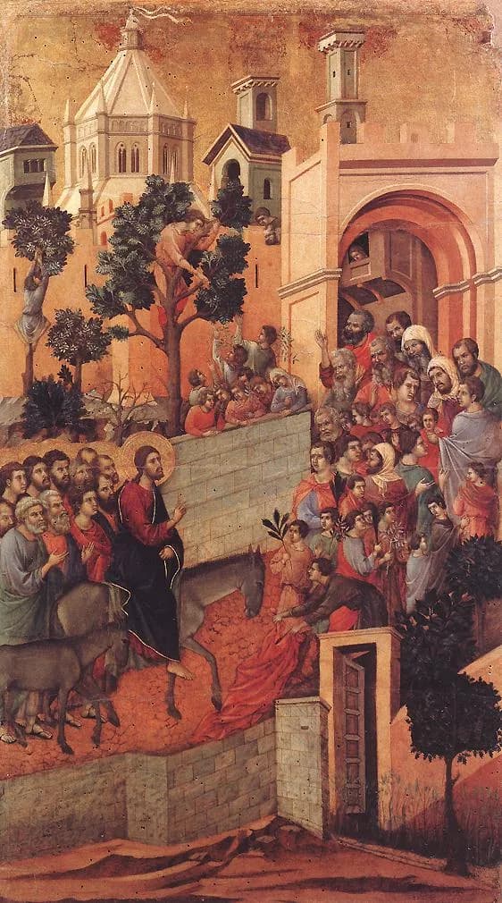 Entry into Jerusalem by Duccio di Buoninsegna depicting Matthew 21:1