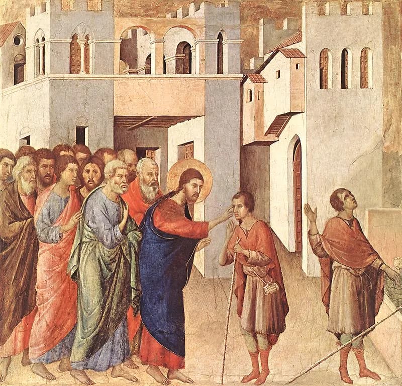 Healing of the Blind Man by Duccio di Buoninsegna depicting John 9:1