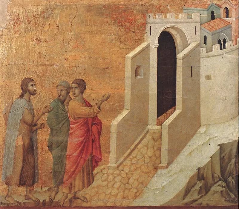 Road to Emmaus by Duccio di Buoninsegna depicting Luke 24:13
