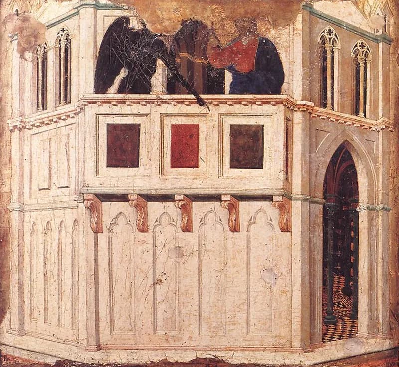 Temptation on the Temple by Duccio di Buoninsegna depicting Matthew 4:5