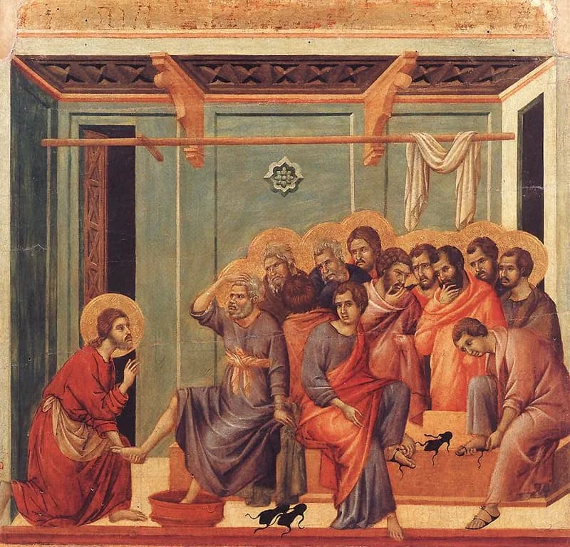 Washing of the Feet by Duccio di Buoninsegna depicting John 13:1