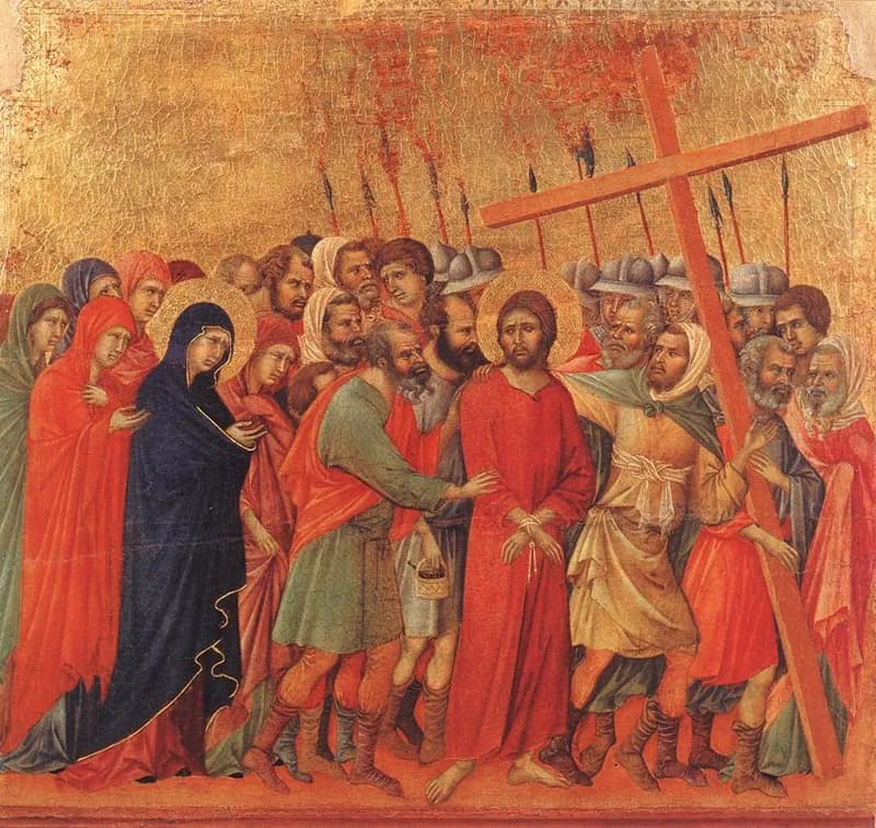 Way to Calvary by Duccio di Buoninsegna depicting Luke 23:26