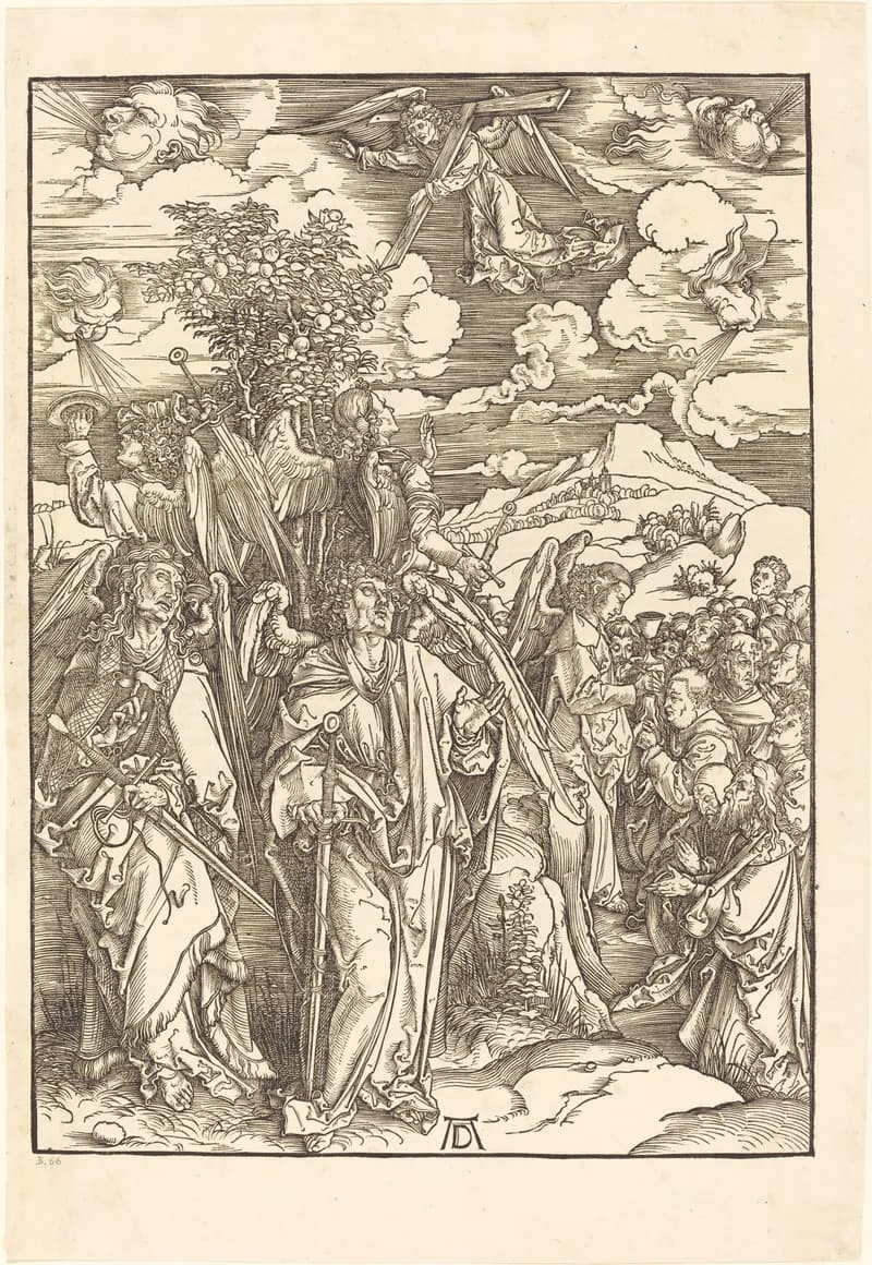 Four Angels Holding Back the Winds by Albrecht Dürer depicting Revelation 7:1