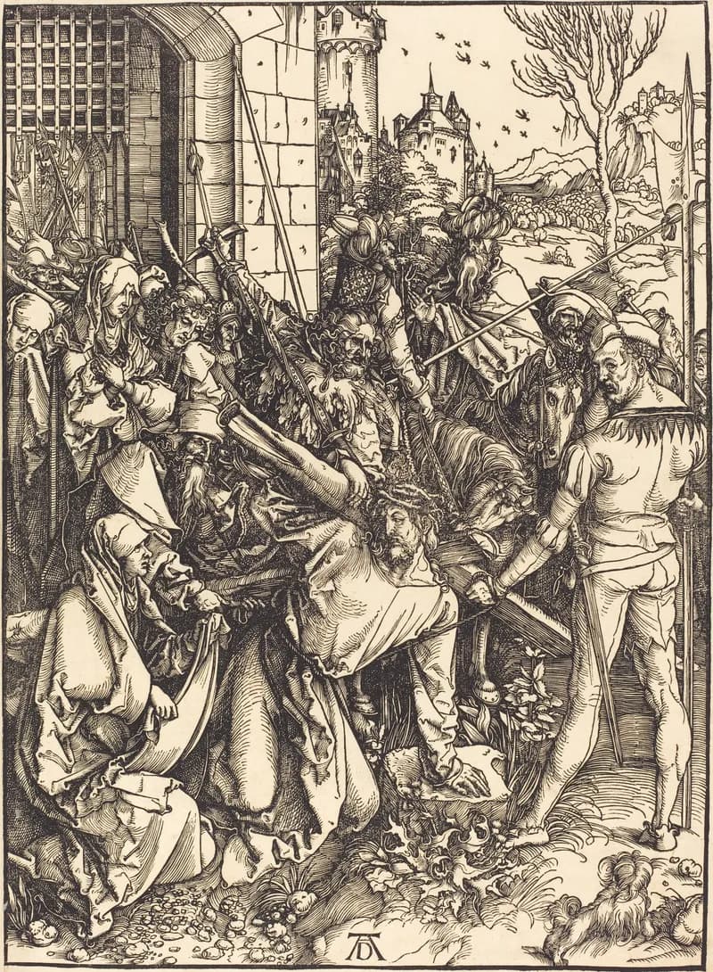 Christ Carrying the Cross by Albrecht Dürer depicting Matthew 27:31